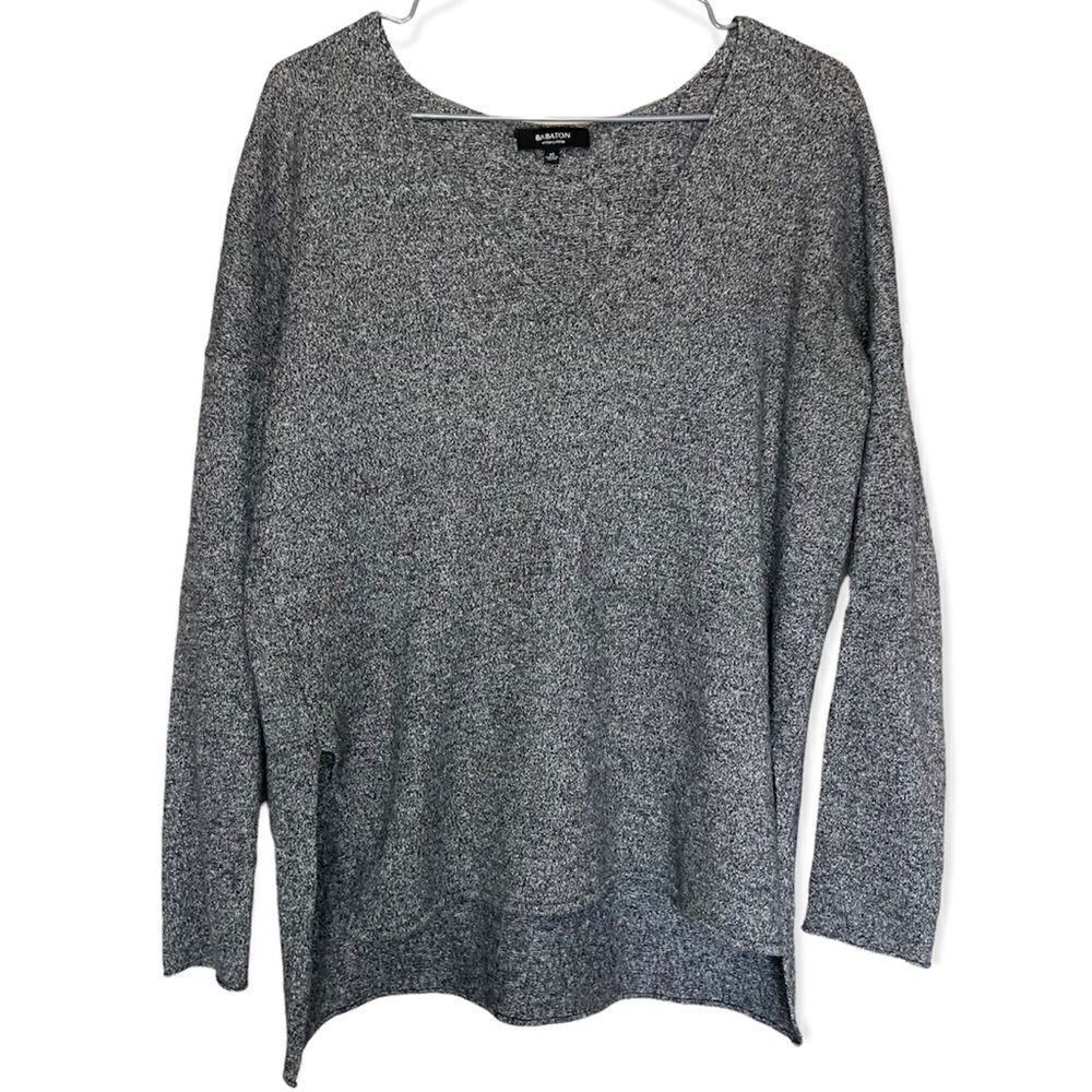 Babaton | Aritzia Grey Marled Wool/Linen Blend V-Neck High-Low Sweater Size XS